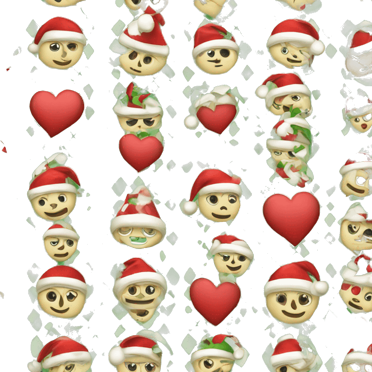 Un Coeur de Noël simple avec motif carreaux vert et rouge emoji