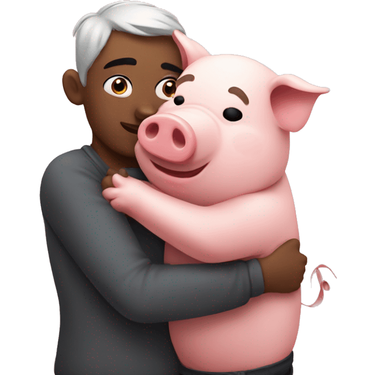 Pig hugs pig emoji