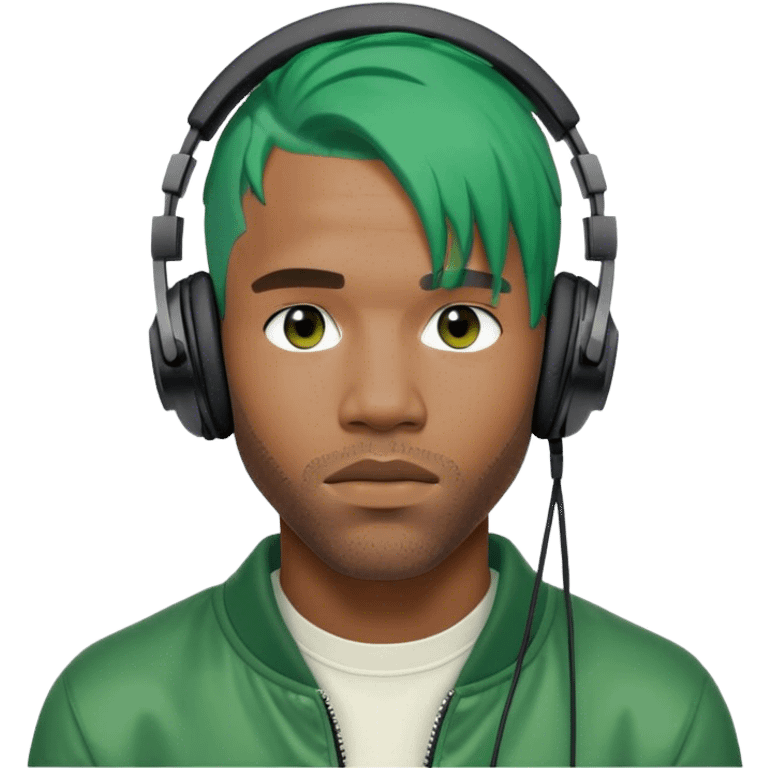 Frank Ocean, gren hair and headphones on  emoji