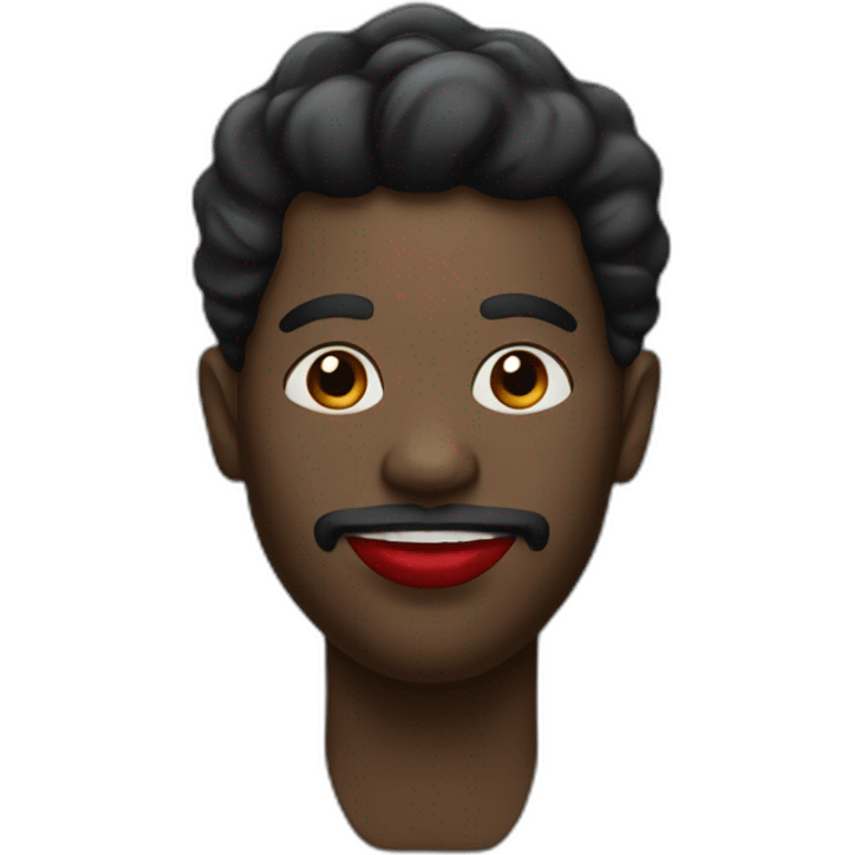 black man with a single bone on his head and big red lips emoji