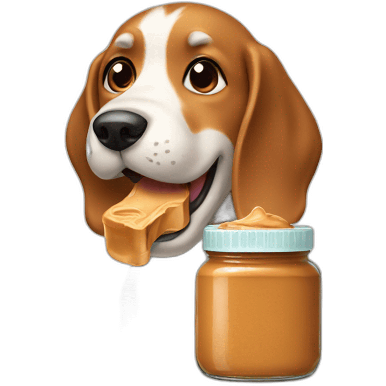 dog licking a jar of peanut butter emoji