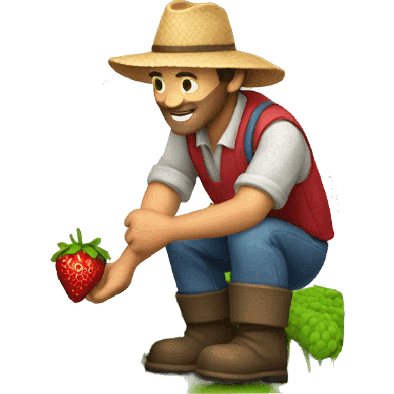 a farmer picking strawberried  emoji