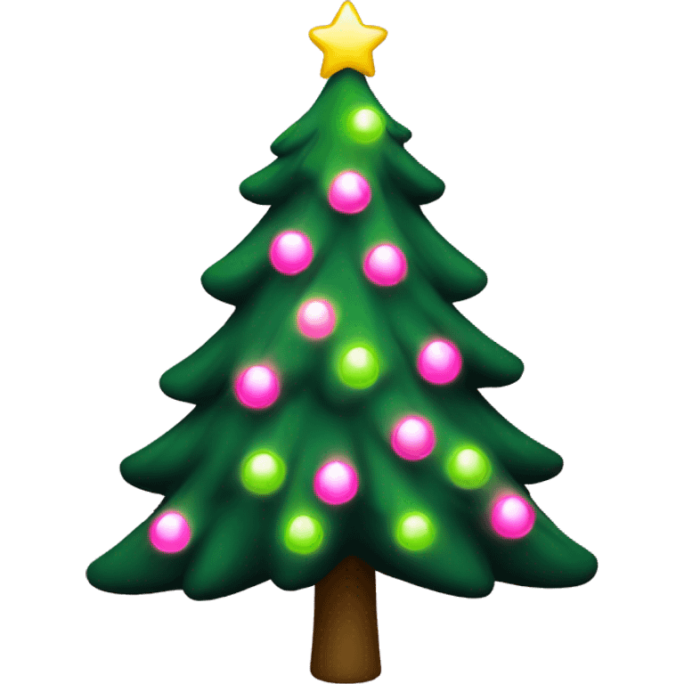 Green christmas tree with pink lights emoji