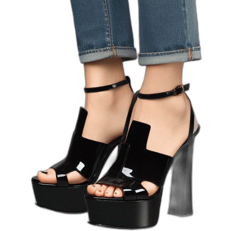 Ysl heel sandal TRIBUTE PLATFORM SANDAL black PATENT LEATHER emoji