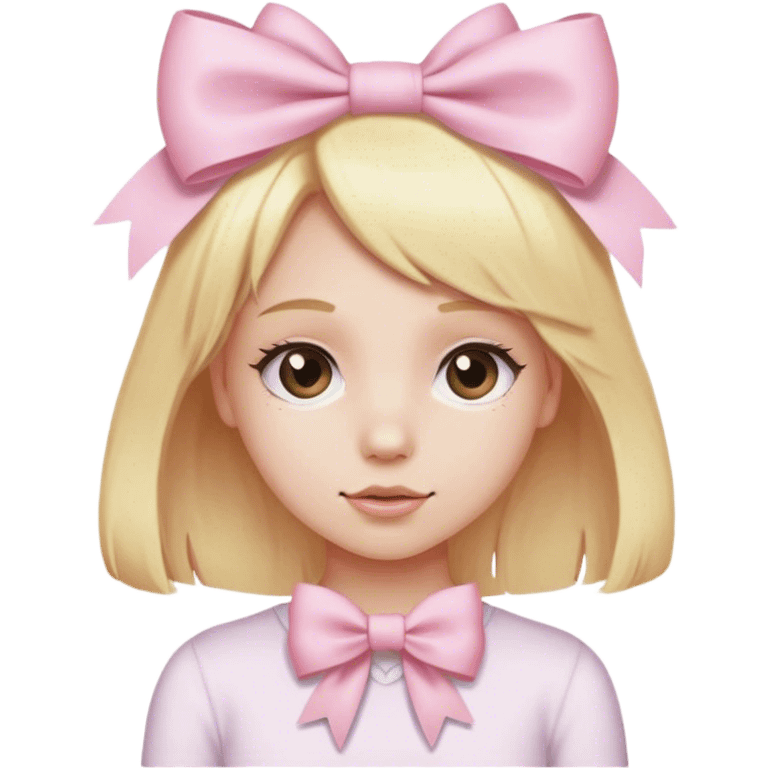 Blonde with light pink hairbow emoji