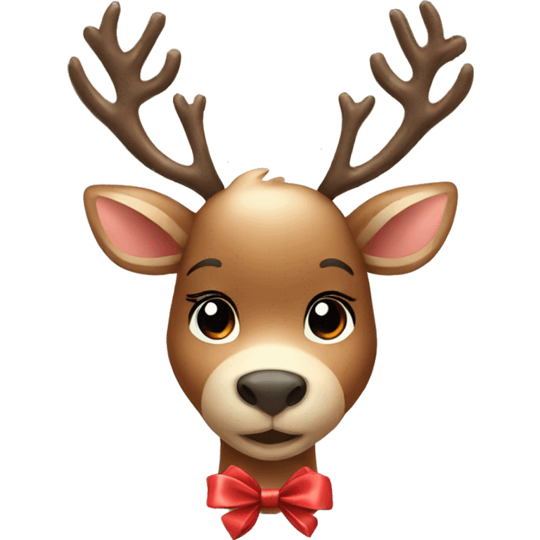 Cute reindeer with bow emoji