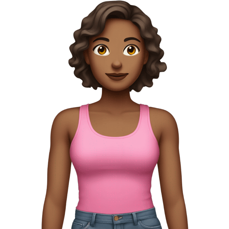 brunette brownskin woman in a pink tank top emoji