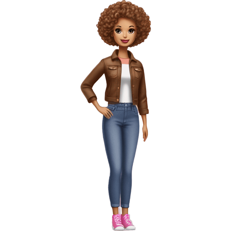 brown curly short hair barbie full body emoji