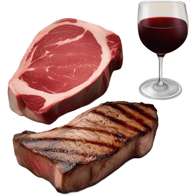 T-bone Steak Dinner with a glass of Cabernet  emoji