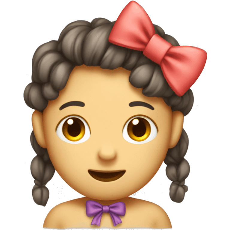 Cute bow on head of shy emoji emoji