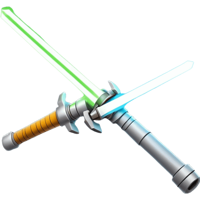 Clash of Clans aesthetic: Cinematic heroic Star Wars light sabre Emoji, rendered in a 3D vector-style similar to standard emojis with minimal shading and bold, simplified shapes. A compact, vibrant energy blade with a neon-hued, glowing edge . Stylized with a touch of interstellar elegance and a soft glowing outline, capturing the essence of a legendary energy blade with a friendly, playful manner! emoji