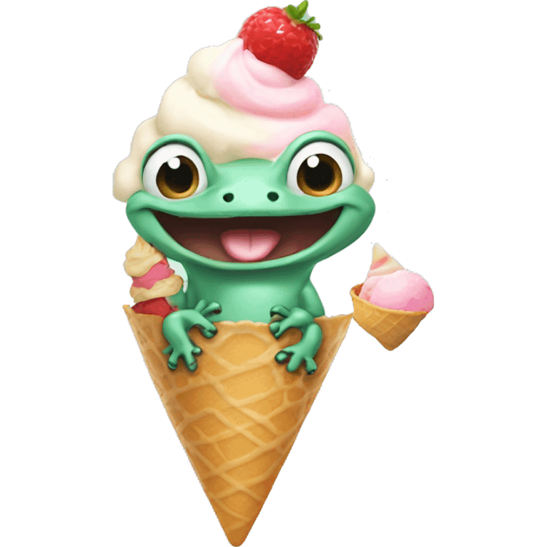 Salamander having ice cream emoji