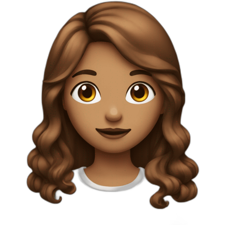 Fille avec longs cheveux marron et yeux marrons emoji