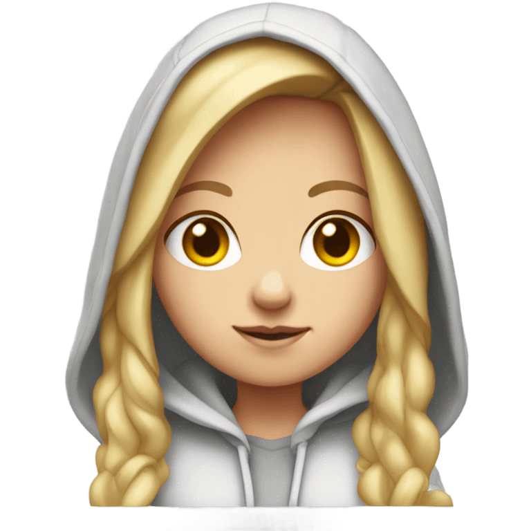 White Girl wearing hoodie with hood down emoji