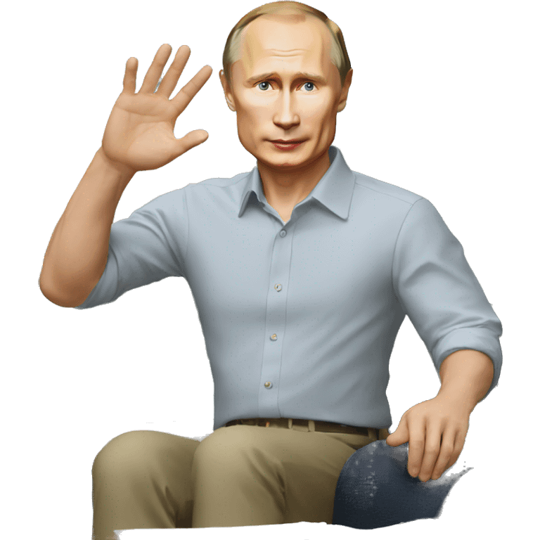 Putin raised his right hand to the sun emoji