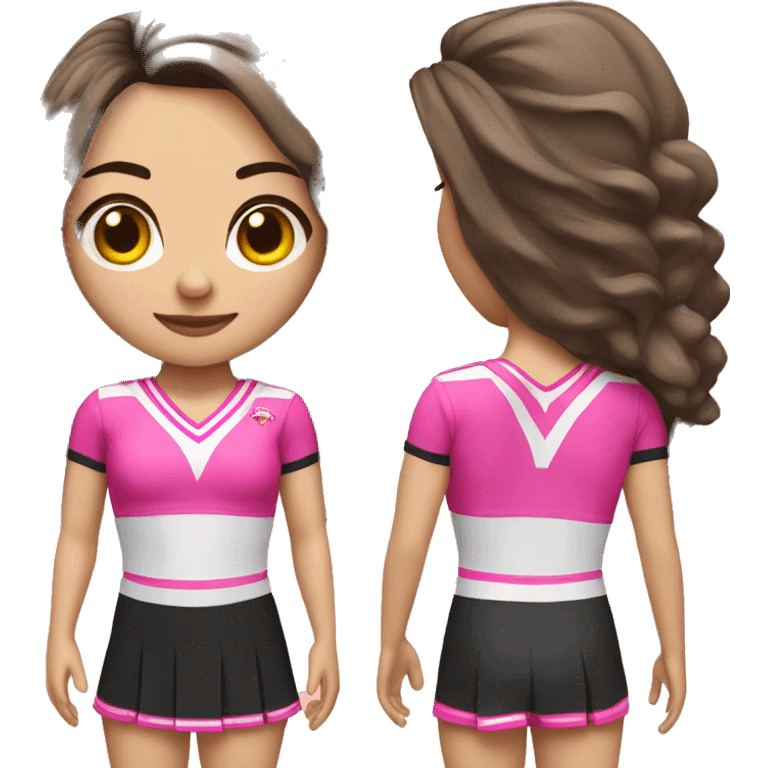 Brunette straight hair cheerleader in pink, julp emoji