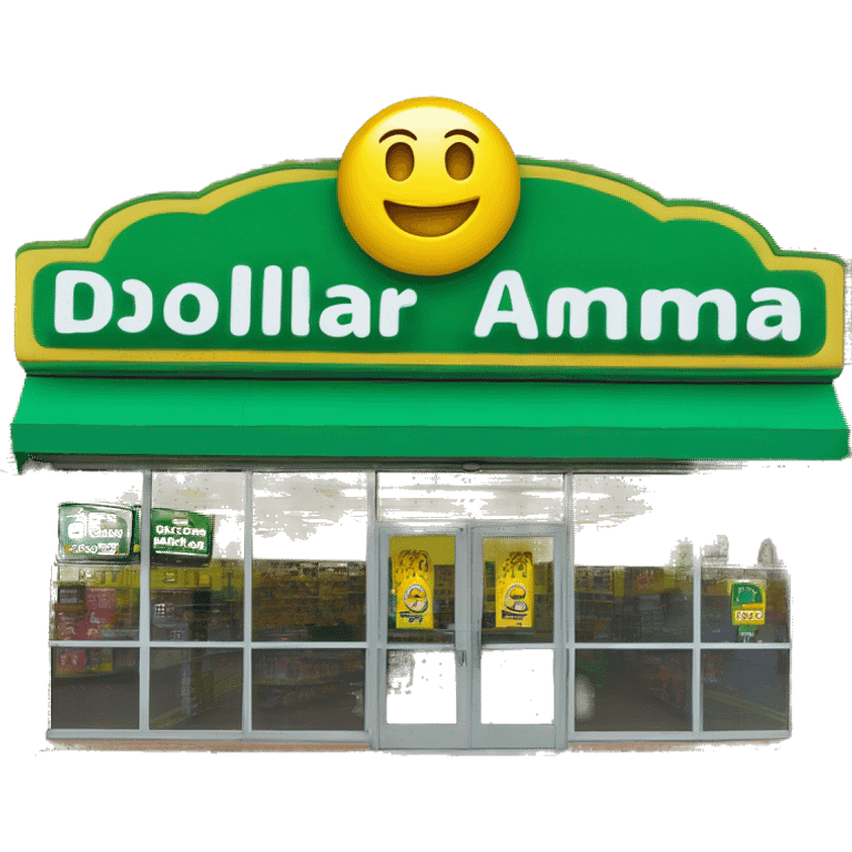 “Exterior of a Dollarama store with the bright green facade, bold yellow Dollarama sign, large front windows, and entrance doors, capturing the look of a budget-friendly retail store.” emoji