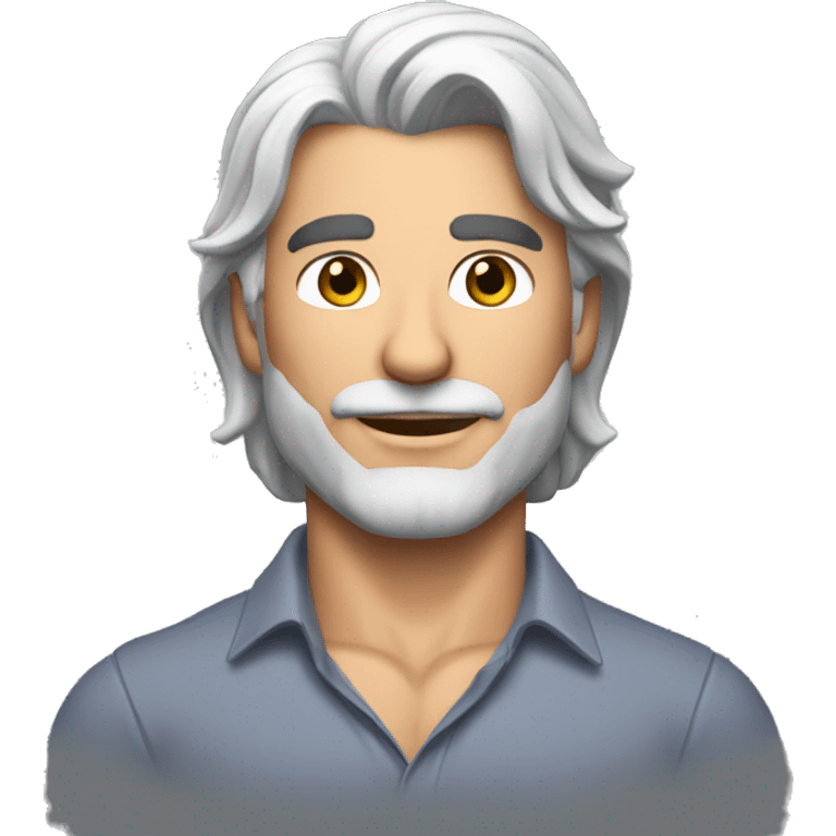 memoji of andrew huberman muscular silver hair, wearing shirt emoji