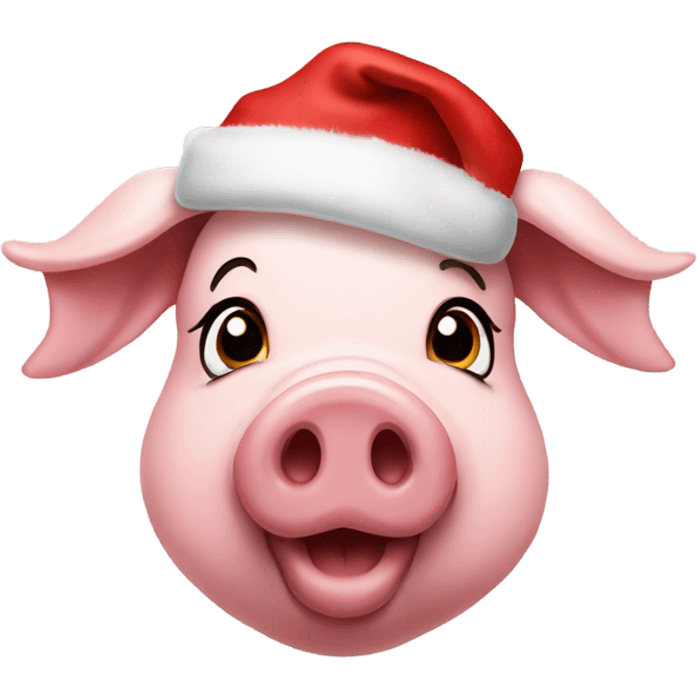 Pig wearing Christmas hat  emoji