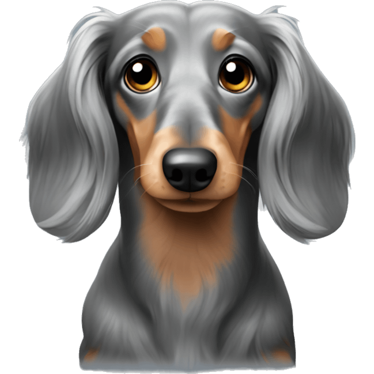 Grey long haired dachshund  emoji