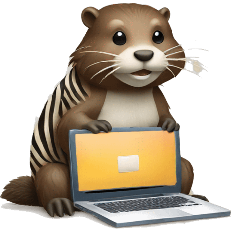 beaver as zebra with laptop emoji