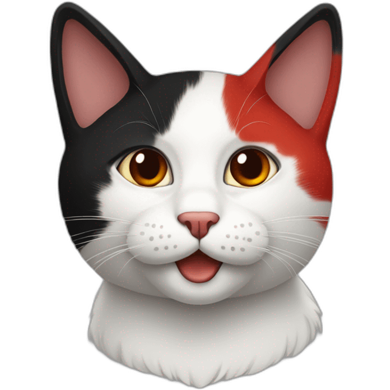 White-red-black cat emoji