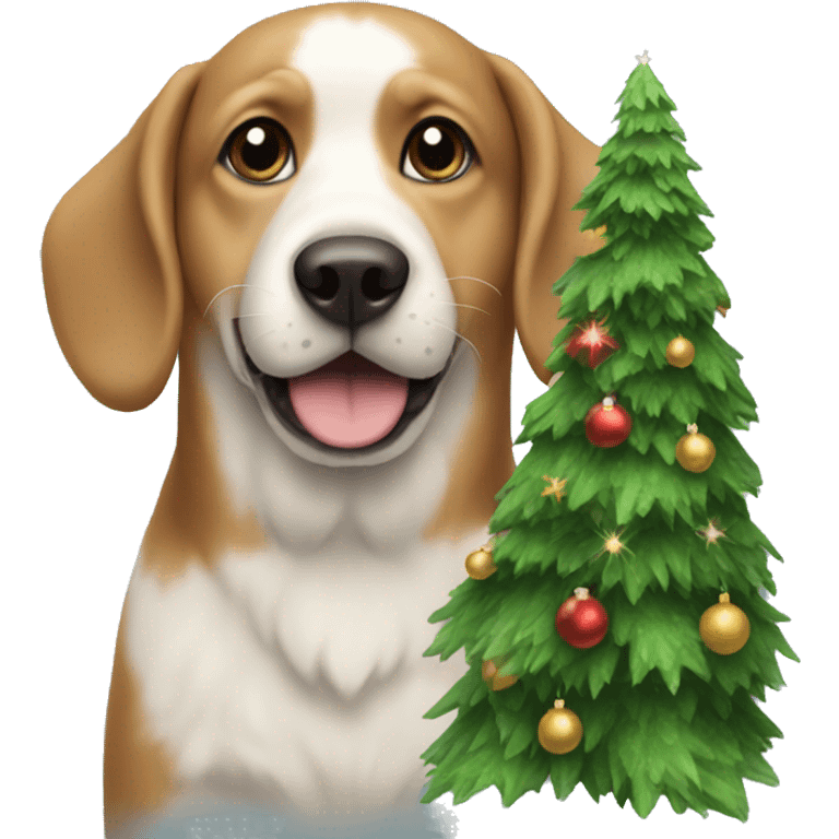 Christmas tree with a dog  emoji