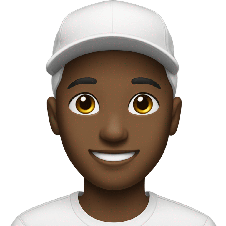 smiling boy in white shirt wearing a Gucci cap and tshirt  emoji