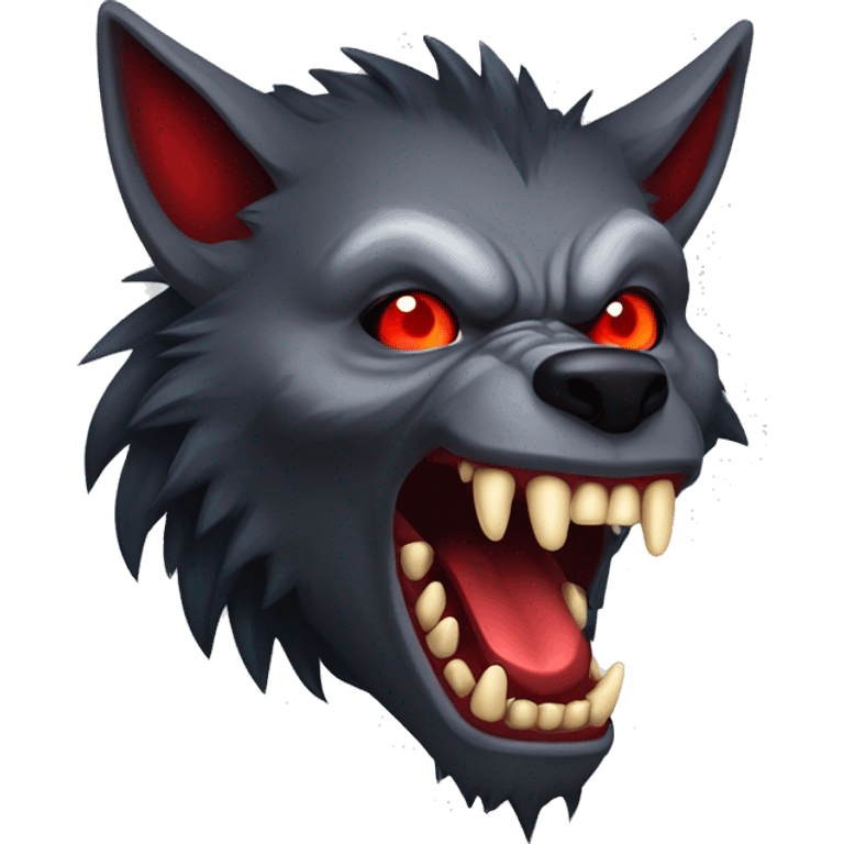 indigenous werewolf creature glowing red eyes sharp fangs emoji