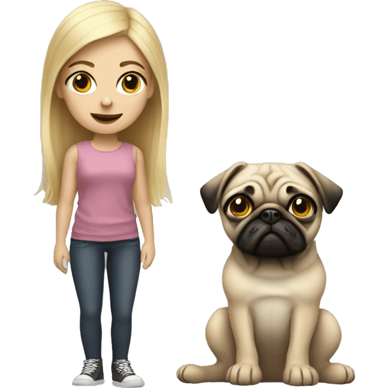 Blonde girl with a pug emoji