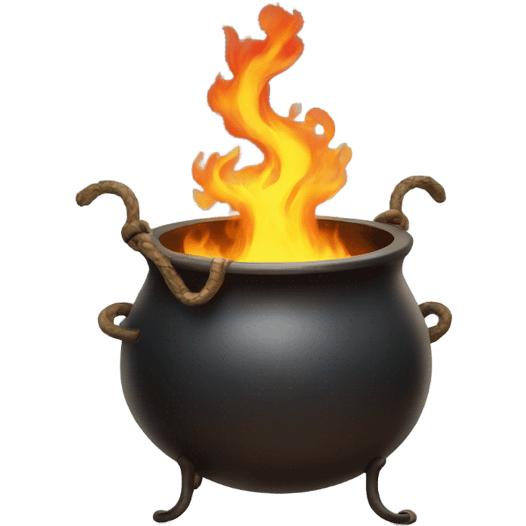 Cauldron that has fire snake coming out of it emoji