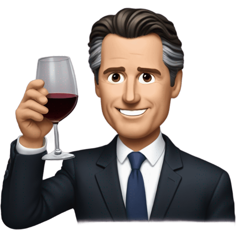 Gavin Newsom drinking wine emoji