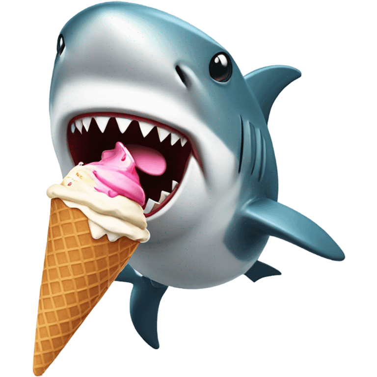 angry shark with ice crea emoji