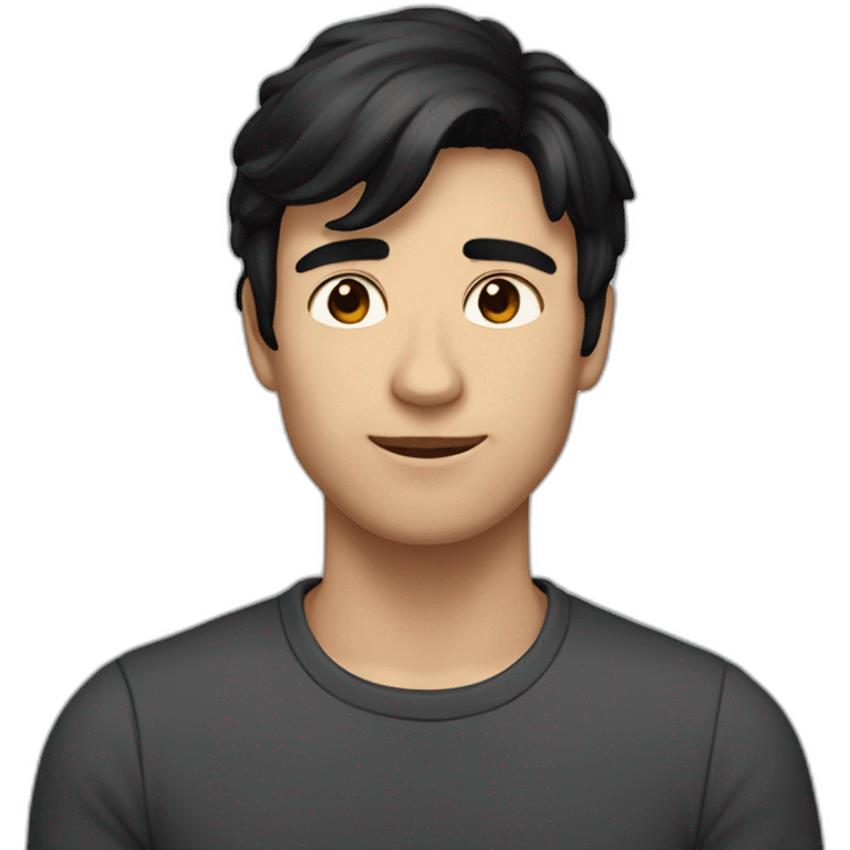 A man with black-hair and a black-cat emoji