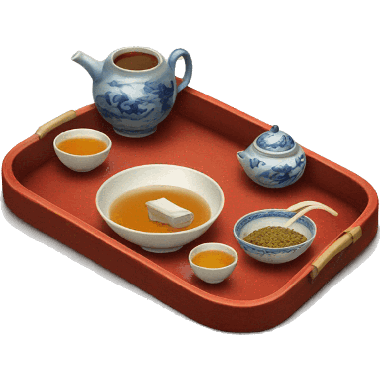 chinese tray with tea emoji