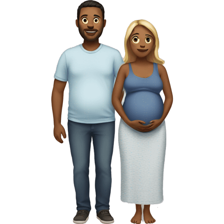 A pregnant woman with her husband  emoji