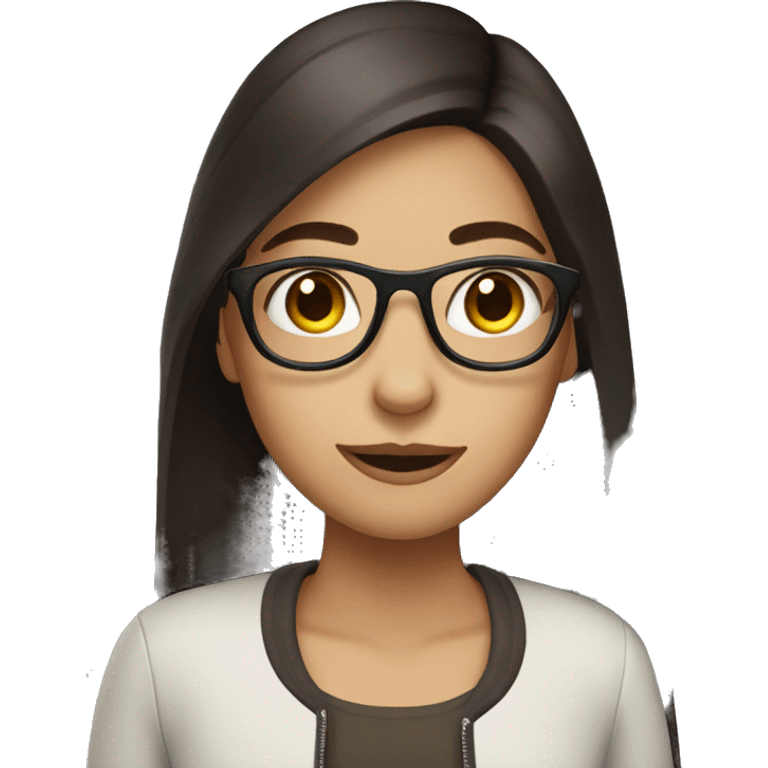 girl with dark long brown hair and glasses emoji