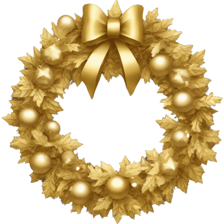 gold metalic Christmas wreath  emoji