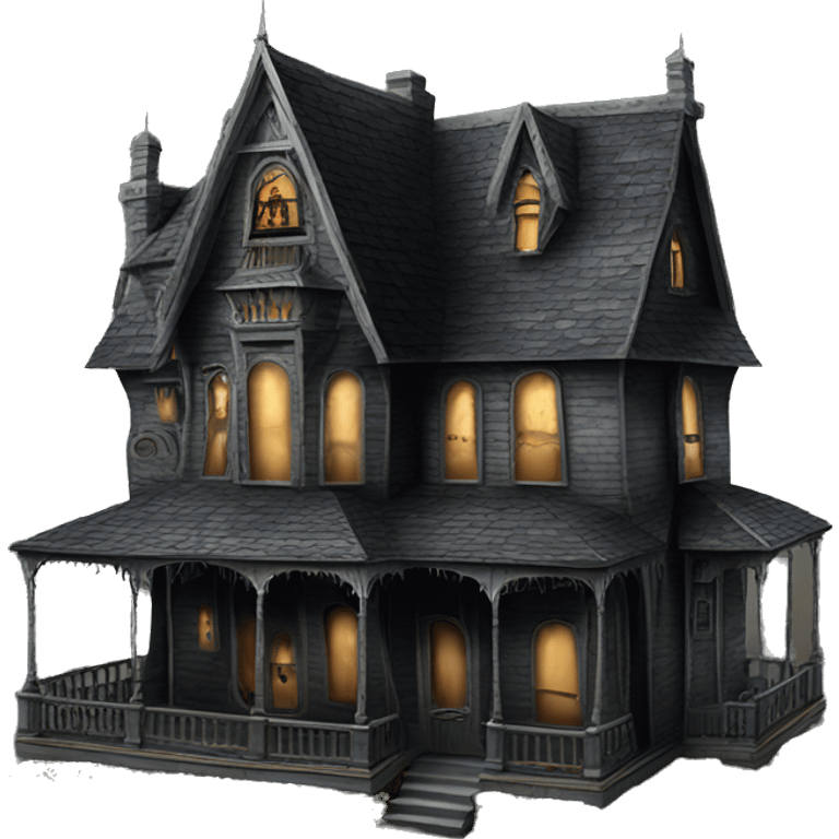 Creepy ok Realistic Huge ornate gothic Cardboard haunted house  emoji