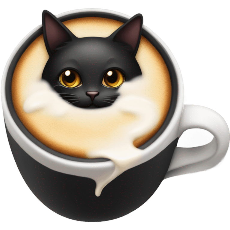 black cat in a cappuccino emoji