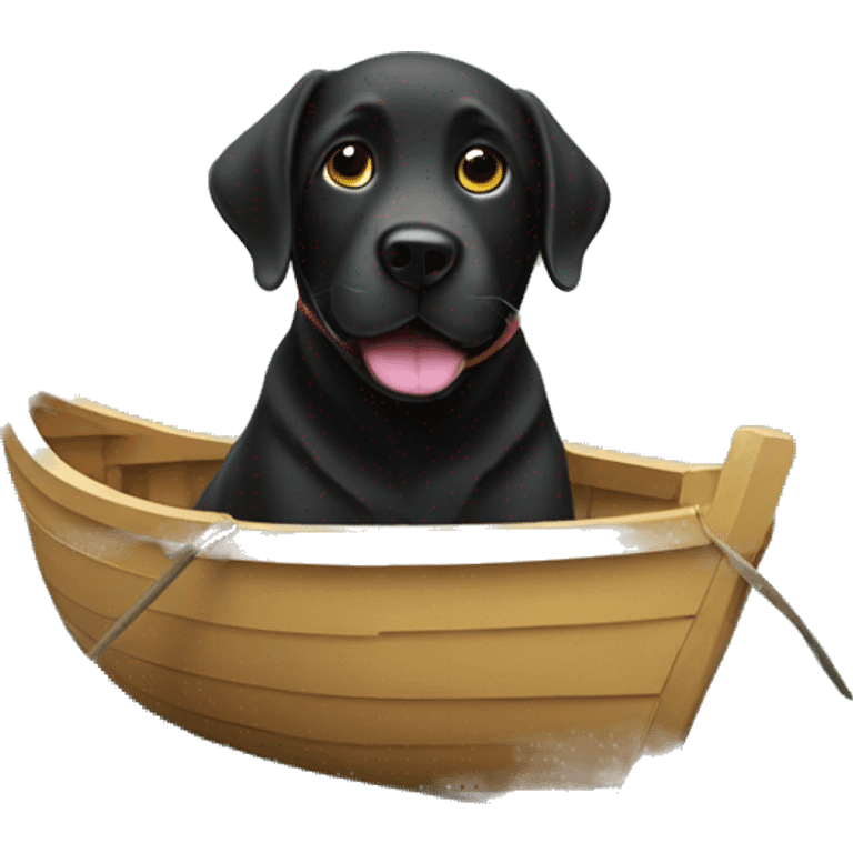 Black Labrador in a boat  emoji