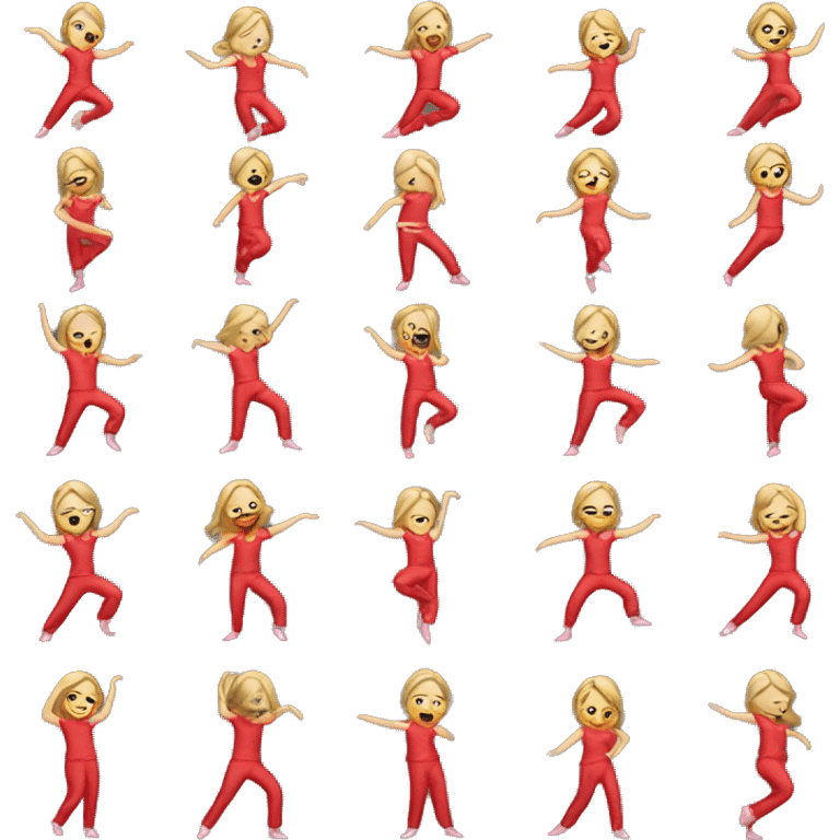 White Girl dancing in red pajamas  emoji