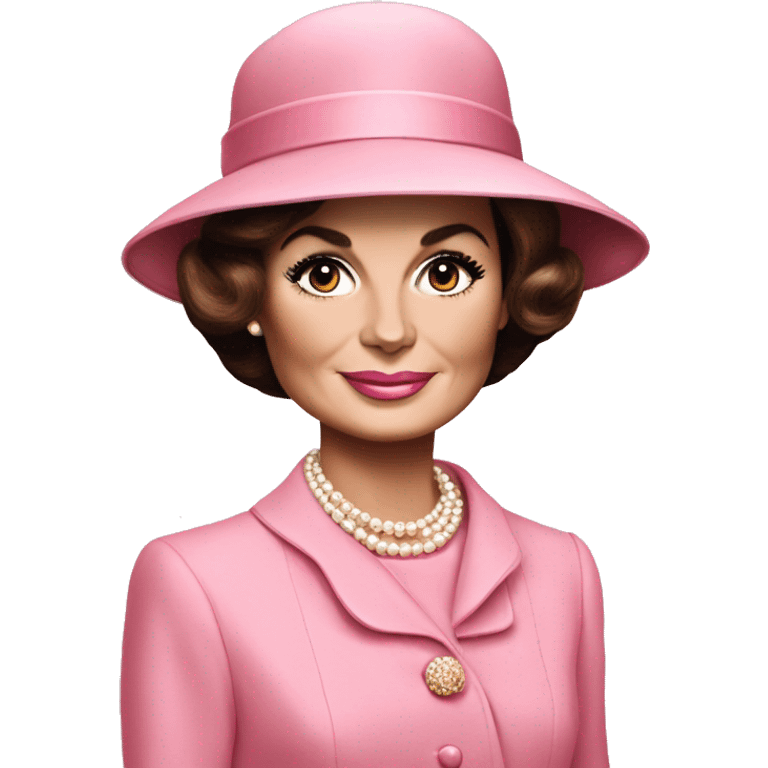 Jackie Kennedy 60s in pink suit and hat emoji