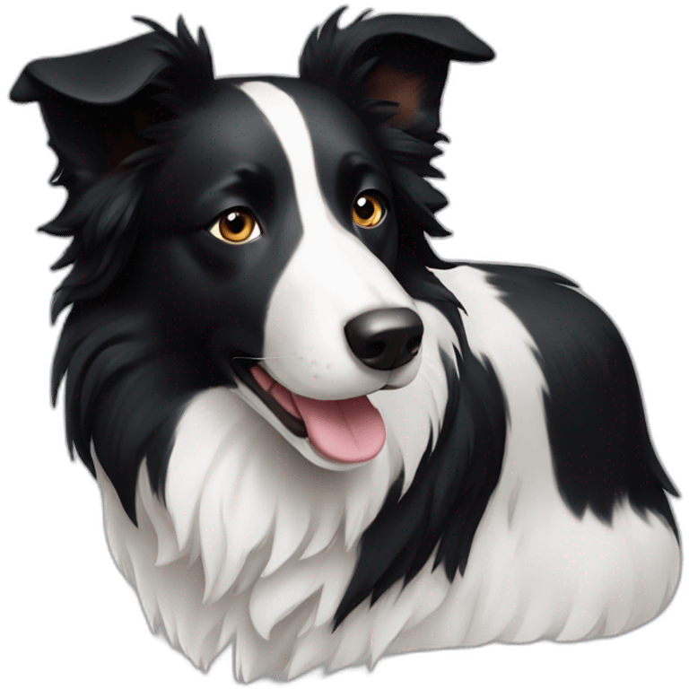 Black and White border collie emoji