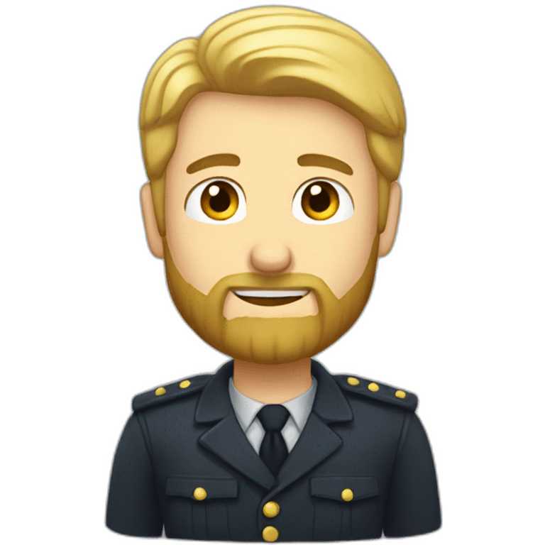 a saluting man with blond hair and a dark beard is smiling emoji