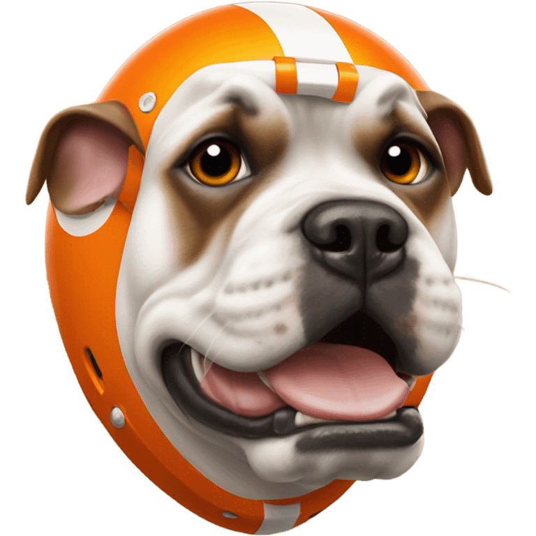 American bull dog wearing orange football helmet  emoji