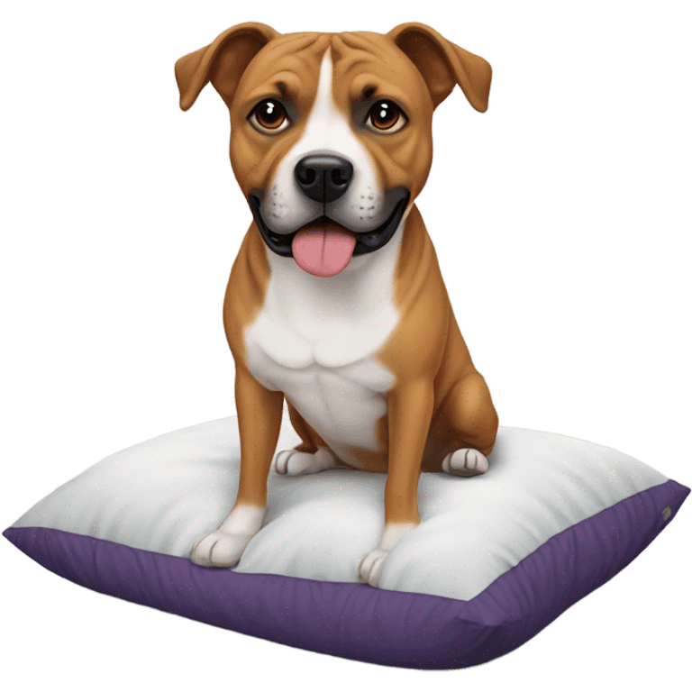 Big staffie dog small bed emoji