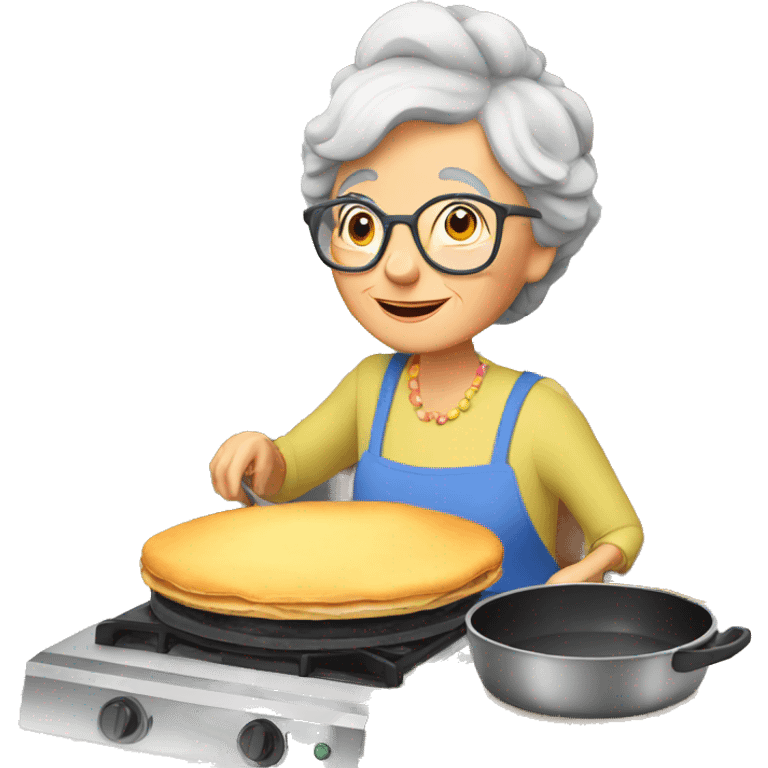 Granny cooking pancakes  emoji