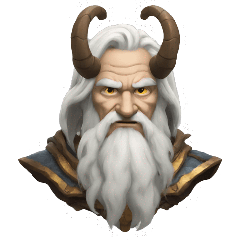 Mimir from God of War with horns and an old man  emoji