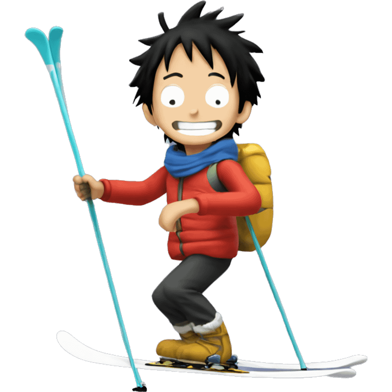 Luffy from onde piece skiing  emoji